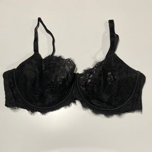 Victoria's Secret Dream Angel Push-Up Without Padding Floral Bra Lace 38DD Black